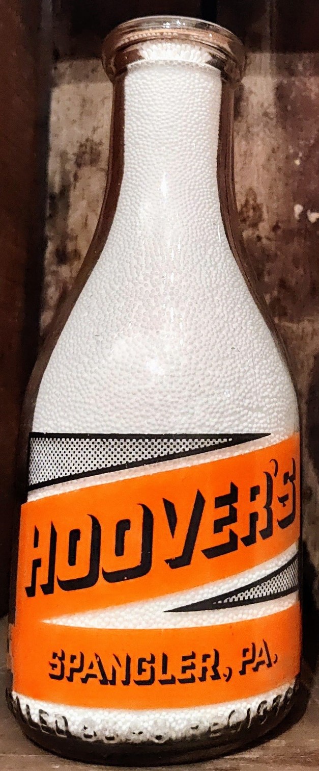 Hoover's Dairy orange label milk bottle